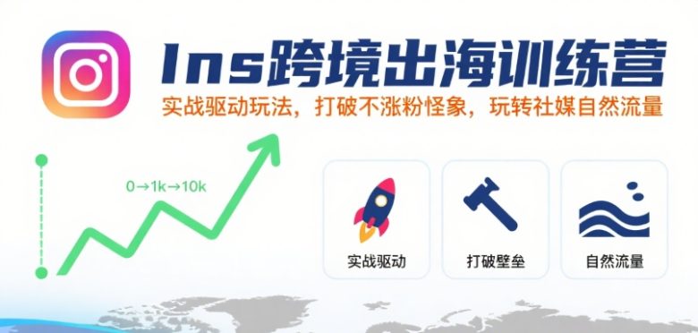 Ins跨境出海训练营,实战驱动玩法,打破不涨粉怪象,玩转社媒自然流量