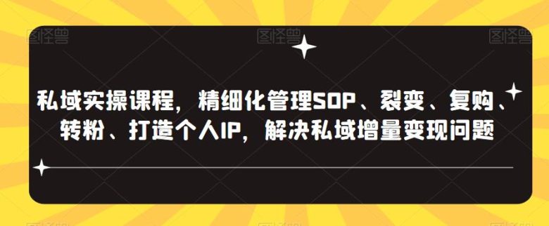 私域实操课程,精细化管理SOP、裂变、复购、转粉、打造个人IP,解决私域增量变现问题(私域实操课程助力实体店与电商实现业绩增长与流量变现) 私域实操课程,精细化管理SOP、裂变、复购、转粉、打造个人IP,解决私域增量变现问题(私域实操课程助力实体店与电商实现业绩增长与流量变现)