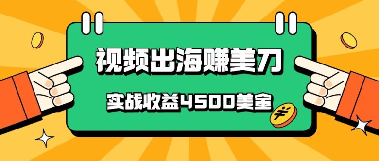 国内爆款视频出海赚美刀,实战收益4500美金,批量无脑搬运,无需经验直接上手 国内爆款视频出海赚美刀,实战收益4500美金,批量无脑搬运,无需经验直接上手