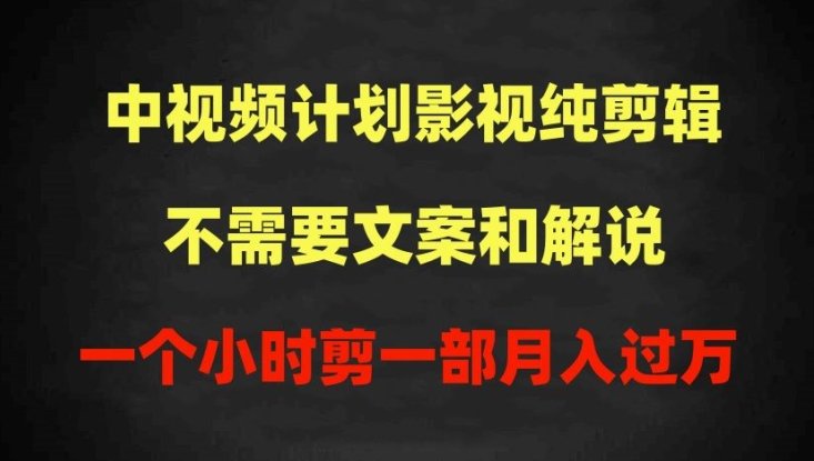 中视频计划影视纯剪辑,不需要文案和解说,一个小时剪一部,100%过原创月入过万 中视频计划影视纯剪辑,不需要文案和解说,一个小时剪一部,100%过原创月入过万