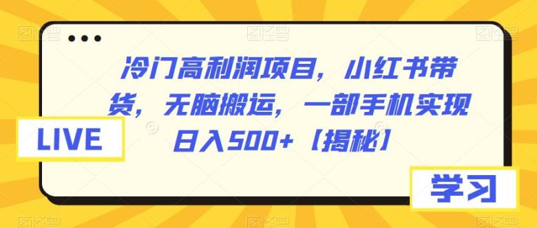 冷门高利润项目,小红书带货,无脑搬运,一部手机实现日入500+【揭秘】(揭秘小红书上的冷门高利润项目无脑搬运也能日入500+) 冷门高利润项目,小红书带货,无脑搬运,一部手机实现日入500+【揭秘】(揭秘小红书上的冷门高利润项目无脑搬运也能日入500+)