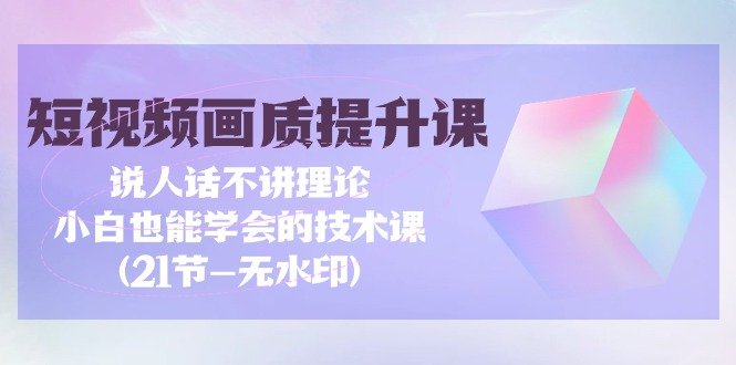 短视频-画质提升课,说人话不讲理论,小白也能学会的技术课(21节-无水印) 短视频-画质提升课,说人话不讲理论,小白也能学会的技术课(21节-无水印)