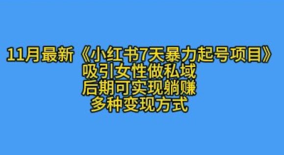 K总部落11月最新小红书7天暴力起号项目，吸引女性做私域