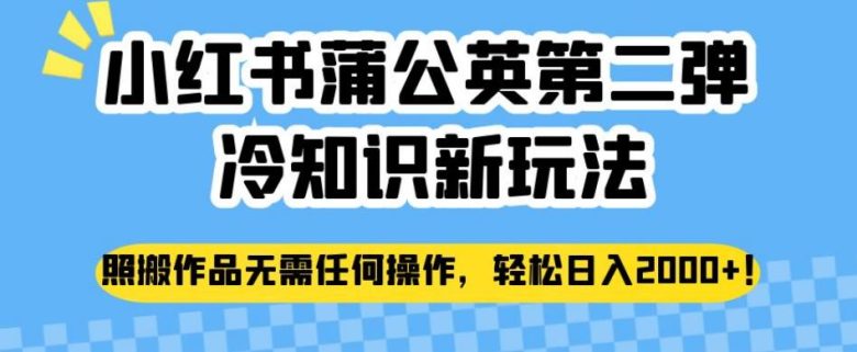 小红书蒲公英第二弹冷知识新玩法，照搬作品无需任何操作，轻松日入2000+【揭秘】(“轻松赚钱新方法小红书蒲公英冷知识图文玩法揭秘”)