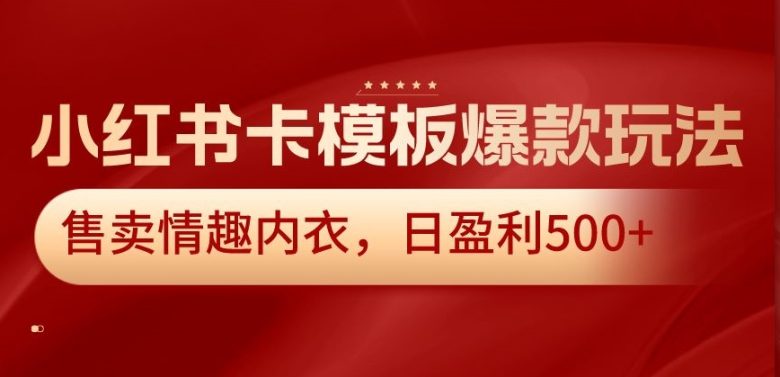 小红书卡模板爆款玩法,售卖情趣内衣,日盈利500+