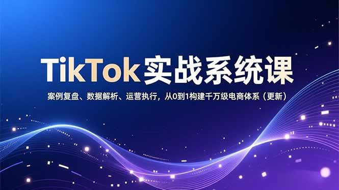 TikTok实战系统课,案例复盘、数据解析、运营执行,从0到1构建千万级电商体系(更新)