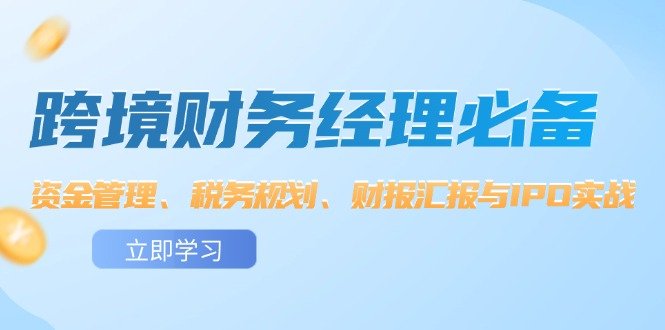 跨境 财务经理必备:资金管理、税务规划、财报汇报与IPO实战 跨境 财务经理必备:资金管理、税务规划、财报汇报与IPO实战