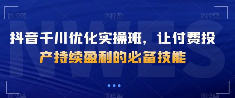 抖音千川优化实操班，让付费投产持续盈利的必备技能(深度解析抖音千川优化实操班，掌握付费投产持续盈利的关键技能)
