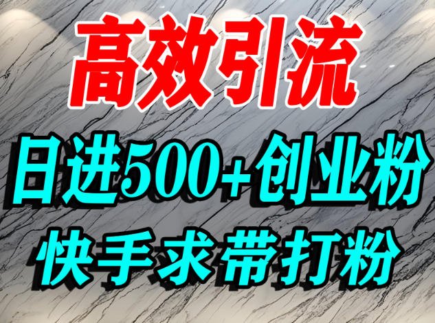 怎么打创业粉?快手求带视角精准引流创业粉,宝妈、学生群体日进500+精准流量