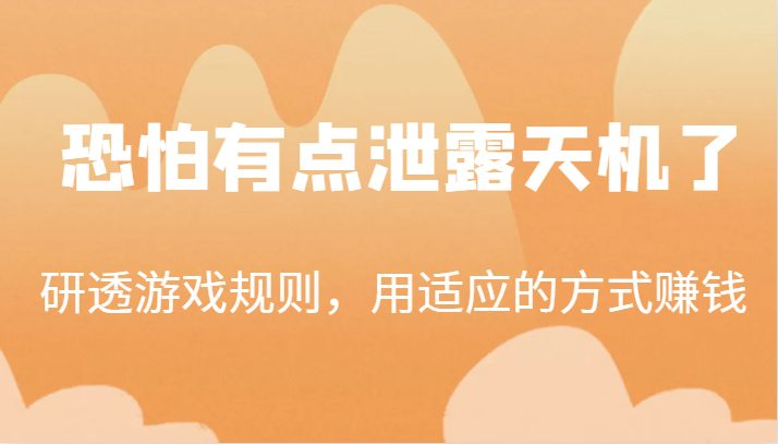 某公众号付费文章：研透游戏规则，用适应的方式赚钱，这几段话，恐怕有点泄露天机了！(揭秘即将来临的巨变一位财经专家的独特视角)