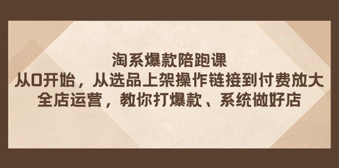 淘系爆款陪跑课 从选品上架操作链接到付费放大 全店运营 打爆款 系统做好店(淘系爆款陪跑课全面掌握电商运营技巧，打造爆款商品)