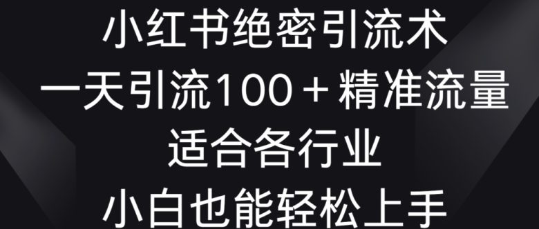 小红书绝密引流术,一天引流100+精准流量,适合各个行业,小白也能轻松上手