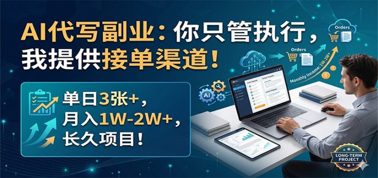 AI代写副业:你只管执行,我提供接单渠道!单日3张+,月入1W-2W+,长久项目
