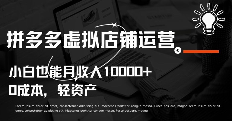 拼多多虚拟店铺运营小白也能月收入10000+ 拼多多虚拟店铺运营小白也能月收入10000+