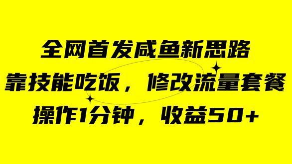 咸鱼冷门新玩法，靠“技能吃饭”，修改流量套餐，操作1分钟，收益50+(利用信息差，轻松赚取50+收益的新方法)