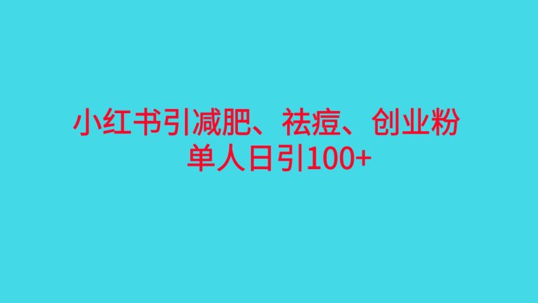 小红书精准引流,减肥、祛痘、创业粉单人日引100+(附软件)(利用小红书软件进行精准引流,实现日引100+的有效策略)