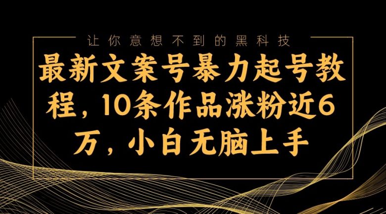 最新文案号暴力起号教程，10条作品涨粉近6万，小白无脑上手(最新文案号暴力起号教程，10条作品涨粉近6万，小白也能轻松掌握)