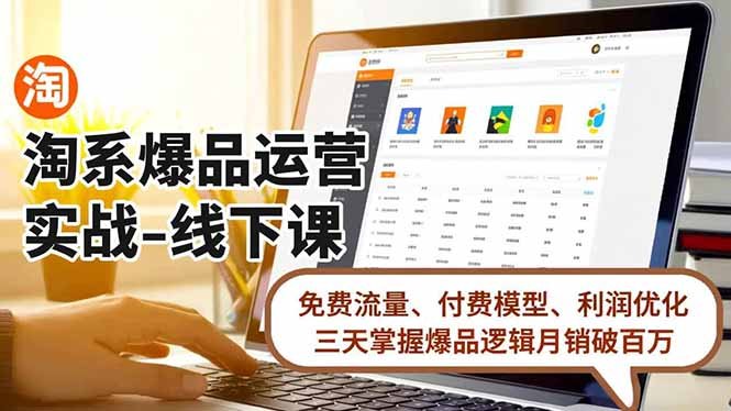 淘系爆品运营实战-线下课,免费流量、付费模型、利润优化,三天掌握爆品逻辑月销破百万