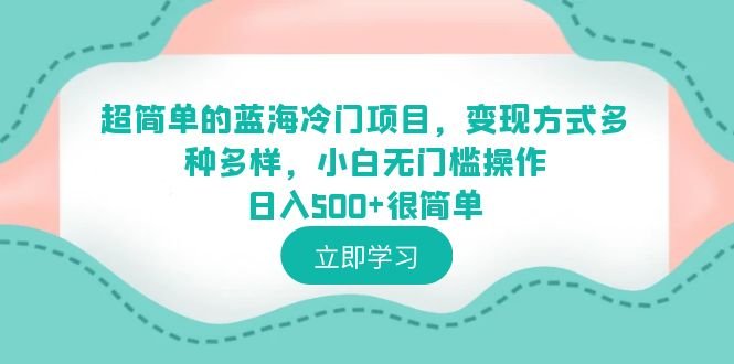 超简单的蓝海冷门项目，变现方式多种多样，小白无门槛操作日入500+很简单(超简单蓝海冷门项目小白无门槛操作，日入500+)