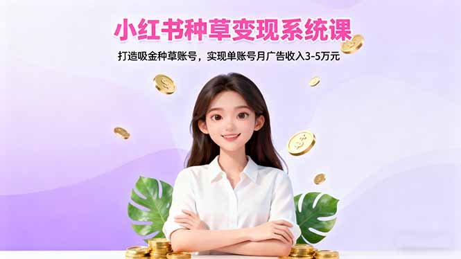 小红书种草变现系统课:打造吸金种草账号,实现单账号月广告收入3-5万元