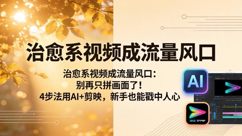 治愈系视频成流量风口：别再只拼画面了！4步法用AI+剪映，新手也能戳中人心