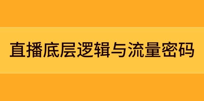 直播底层逻辑与流量密码:定位模型+案例拆解,急速流承接与数据优化全攻略