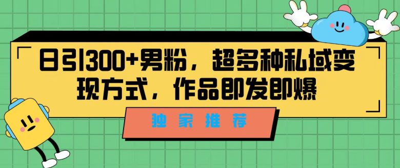 独家推荐！日引300+男粉，超多种私域变现方式，作品即发即报(全新项目课程精准引流男粉，美女跳舞视频制作与变现指南)