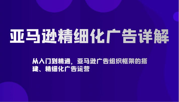 亚马逊精细化广告详解-从入门到精通，亚马逊广告组织框架的搭建、精细化广告运营