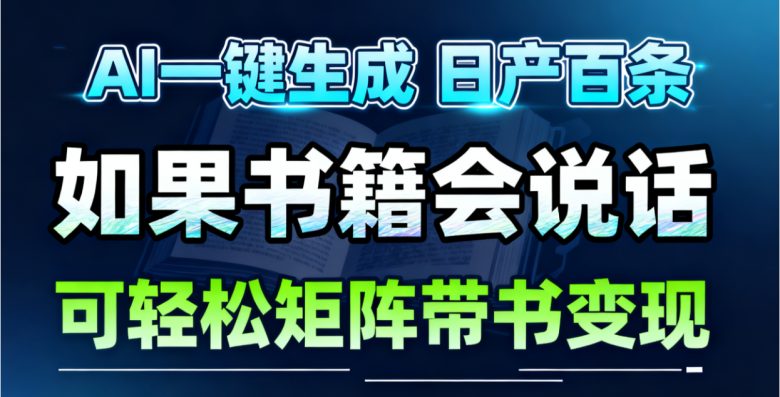 AI书籍会说话,轻松带书变现,月入3W+