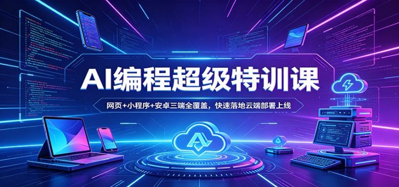 AI编程超级特训课:网页+小程序+安卓三端全覆盖,快速落地云端部署上线