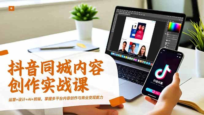 抖音同城内容创作实战课,运营+设计+AI+剪辑,掌握多平台内容创作与商业变现能力