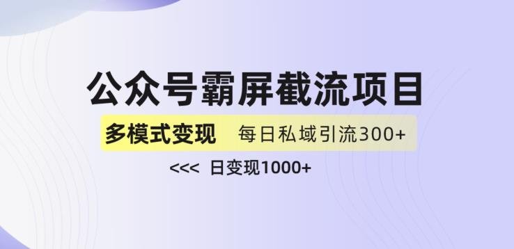 公众号霸屏截流项目+私域多渠道变现玩法,全网首发,日入1000+【揭秘】(揭秘公众号霸屏截流与私域多渠道变现的全新策略)