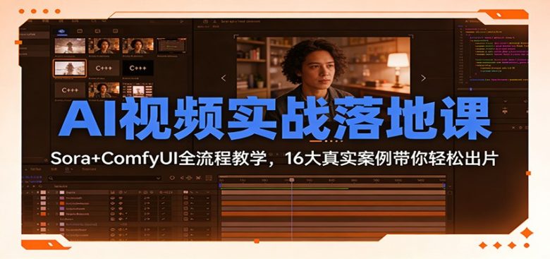 AI视频实战落地课:Sora+ComfyUI全流程教学,16大真实案例带你轻松出片