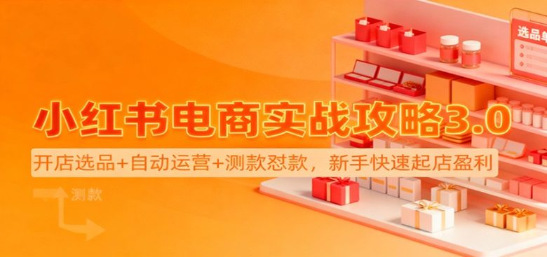 小红书电商实战攻略3.0:开店选品+自动运营+测款怼款,新手快速起店盈利