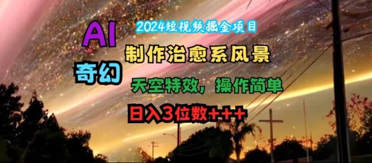 2024短视频掘金项目,AI制作治愈系风景,奇幻天空特效,操作简单,日入3位数 2024短视频掘金项目,AI制作治愈系风景,奇幻天空特效,操作简单,日入3位数