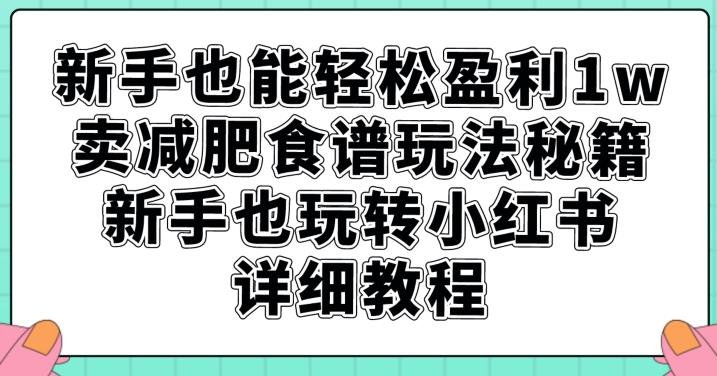 新手也能轻松盈利1w，卖减肥食谱玩法秘籍，新手也玩转小红书详细教程【揭秘】(小红书上的减肥食谱销售秘籍新手也能轻松成为专业教练)