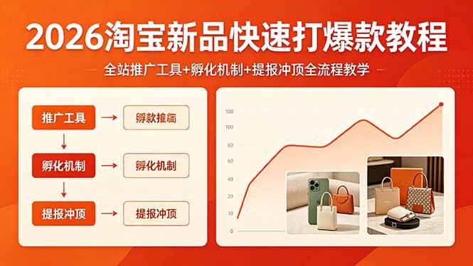 2026淘宝新品快速打爆款教程，全站推广工具+孵化机制+提报冲顶全流程教学