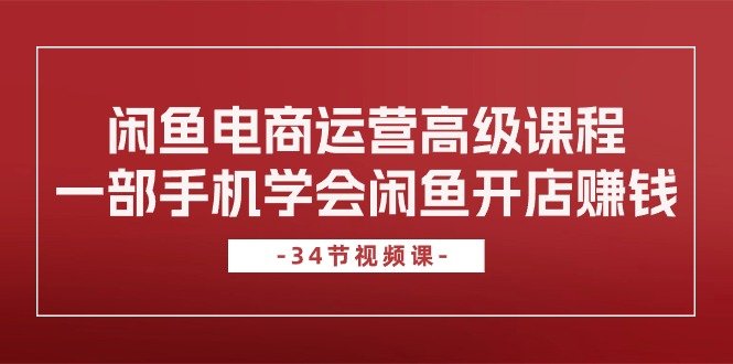 闲鱼电商运营高级课程,一部手机学会闲鱼开店赚钱(34节课) 闲鱼电商运营高级课程,一部手机学会闲鱼开店赚钱(34节课)