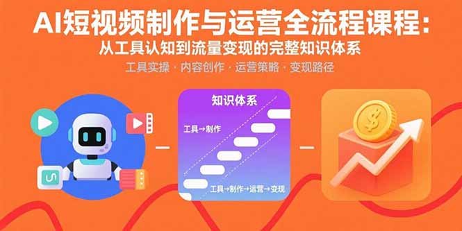 AI短视频制作与运营全流程课程:从工具认知到流量变现的完整知识体系