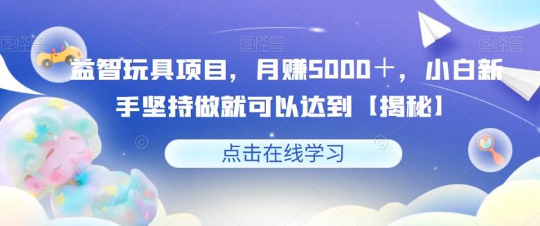 益智玩具项目，小白新手也能月赚5000＋)