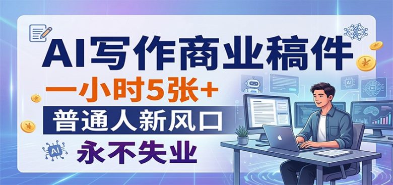 AI写作商业稿件,一小时5张+,普通人新风口,永不失业