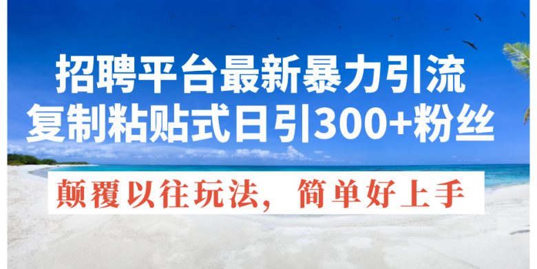 招聘平台最新暴力引流，复制粘贴式日引300+粉丝，颠覆以往垃圾玩法，简…