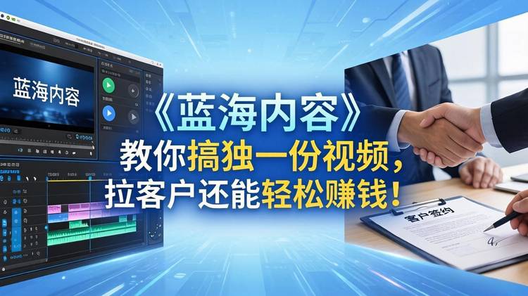 做视频卷不动了？《蓝海内容》教你搞独一份视频，拉客户还能轻松赚钱！