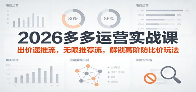 2026多多运营实战课:出价速推流,无限推荐流,解锁高阶防比价玩法(更新)