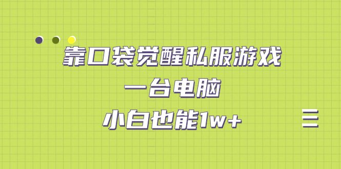 靠口袋觉醒私服游戏，一台电脑，小白也能1w+（教程+工具+资料）