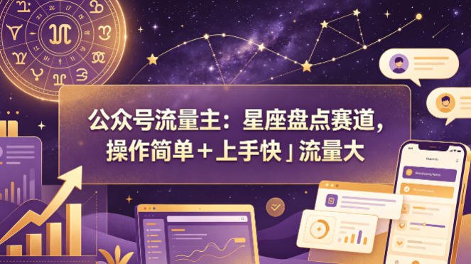 公众号流量主:星座盘点赛道,操作简单+上手快+流量大