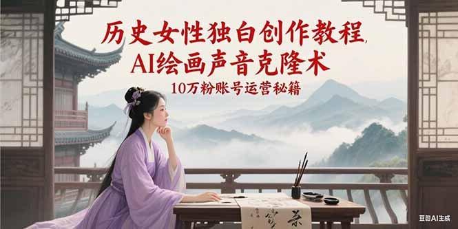 历史女性独白创作教程,AI绘画声音克隆术,10万粉账号运营秘籍