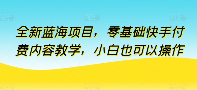 全新蓝海项目,零基础快手付费内容教学,小白也可以操作 全新蓝海项目,零基础快手付费内容教学,小白也可以操作