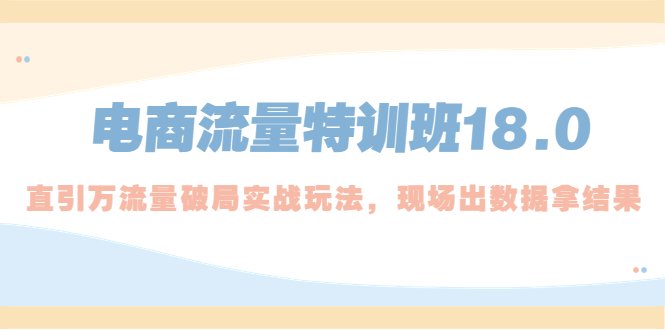 电商流量特训班18.0，直引万流量破局实操玩法，现场出数据拿结果(电商流量特训班18.0直引万流量破局实操玩法，助中小卖家解决流量困境)