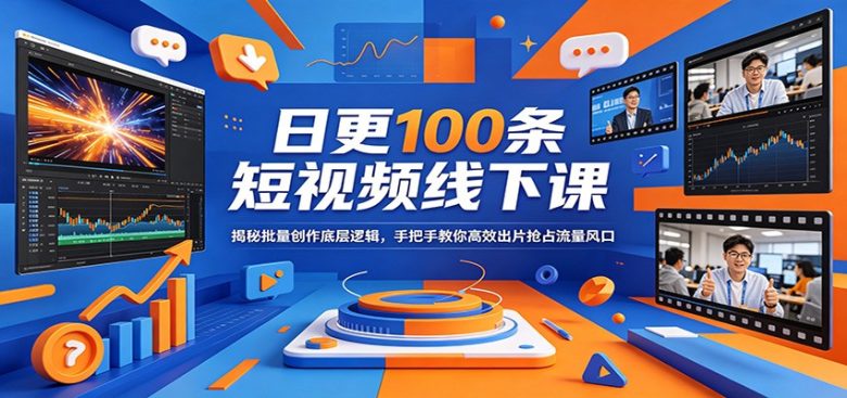 日更100条短视频线下课:揭秘批量创作底层逻辑,手把手教你高效出片抢占流量风口